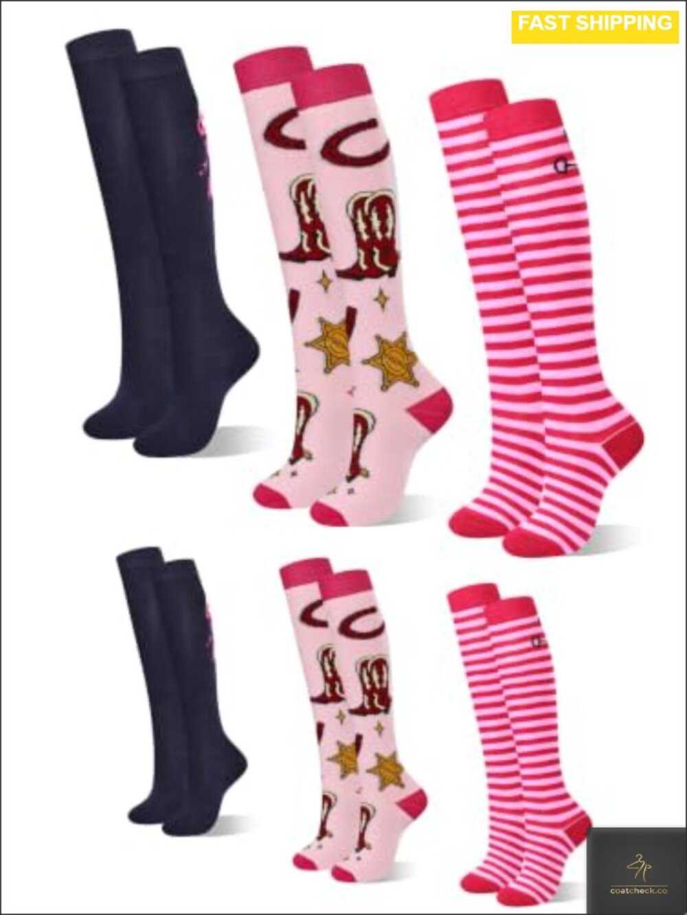 6-Pair Horse Riding Socks Set Cotton Knee High Equestrian Boot Socks